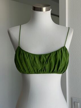 DÔEN Amora Cropped Ruched Silk Crepe de Chine Top, Size S